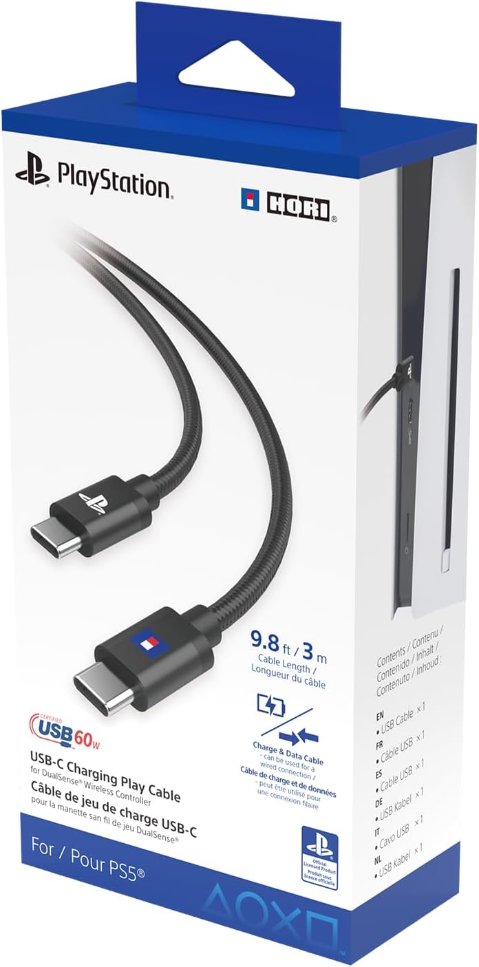 HORI USB-C Charging Play Cable for DualSense & DualSense Edge Wireless Controllers - 3m