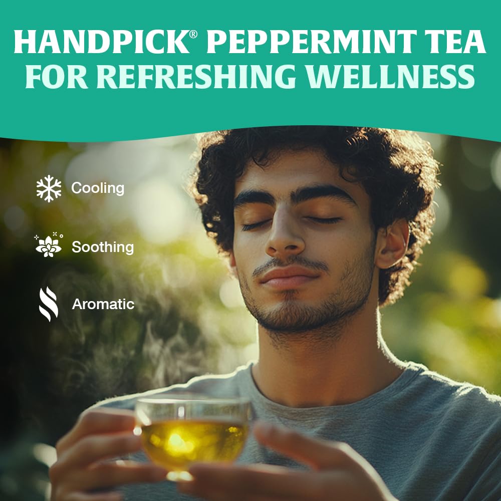 HANDPICK Peppermint Tea Bags (100 Count) Non-GMO, 100% Pure Herbal Tea - Minty & Refreshing 3