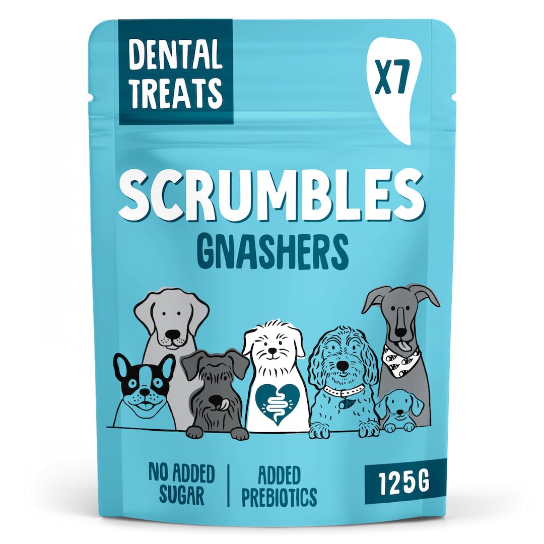 Scrumbles Gnashers Daily Dental Sticks for Dogs - Reduces Tartar by 80% | Grain Free Veggie | 7 Sticks