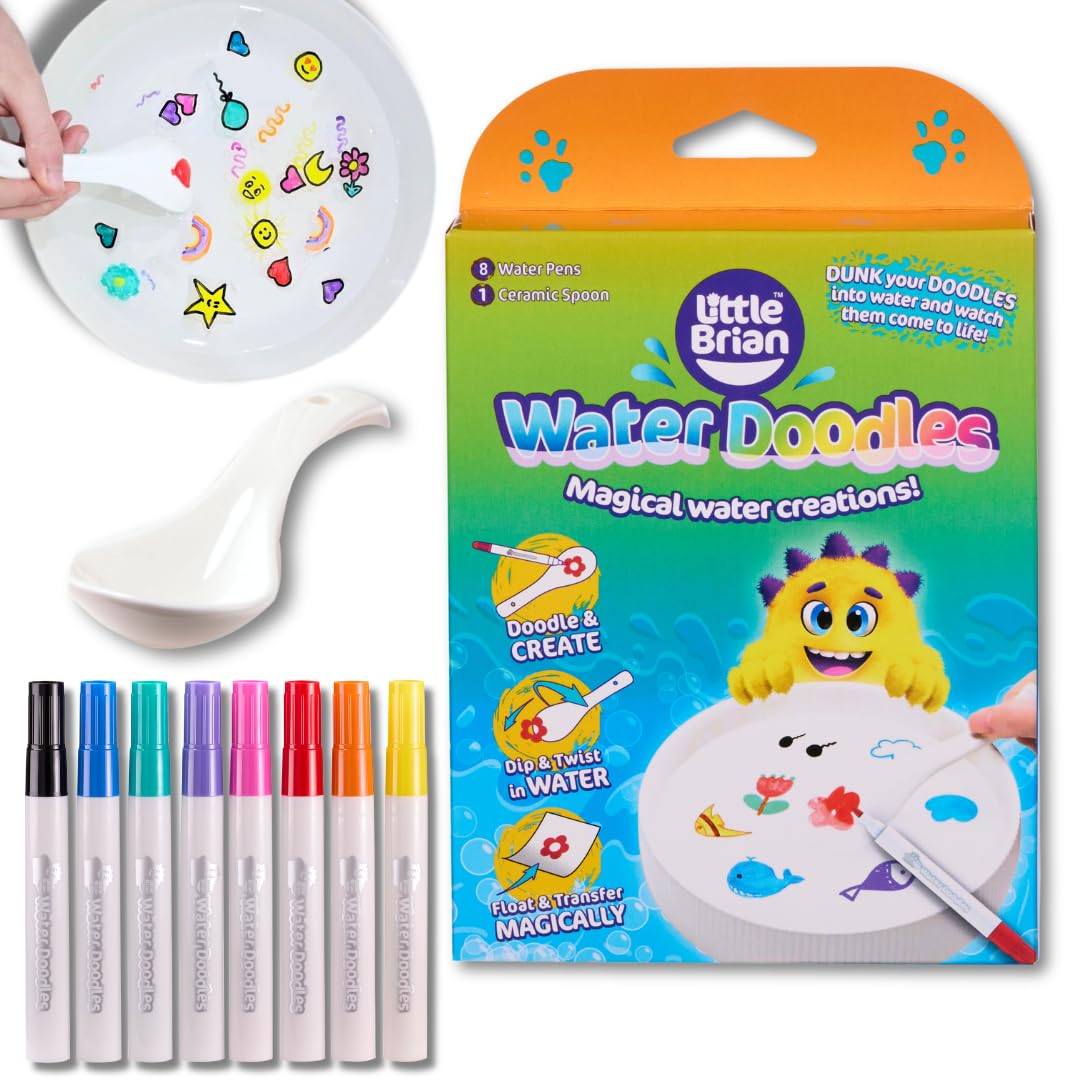 Little Brian Water Doodles - Magic Water Art Playset with 8 Pens & Ceramic Spoon