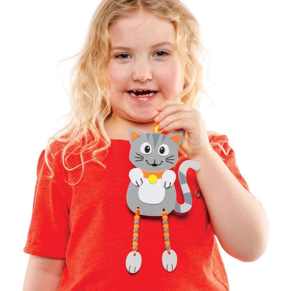 Baker Ross Cat Craft Bead Hanging Decoration Kits - Pack of 5, FE396 3