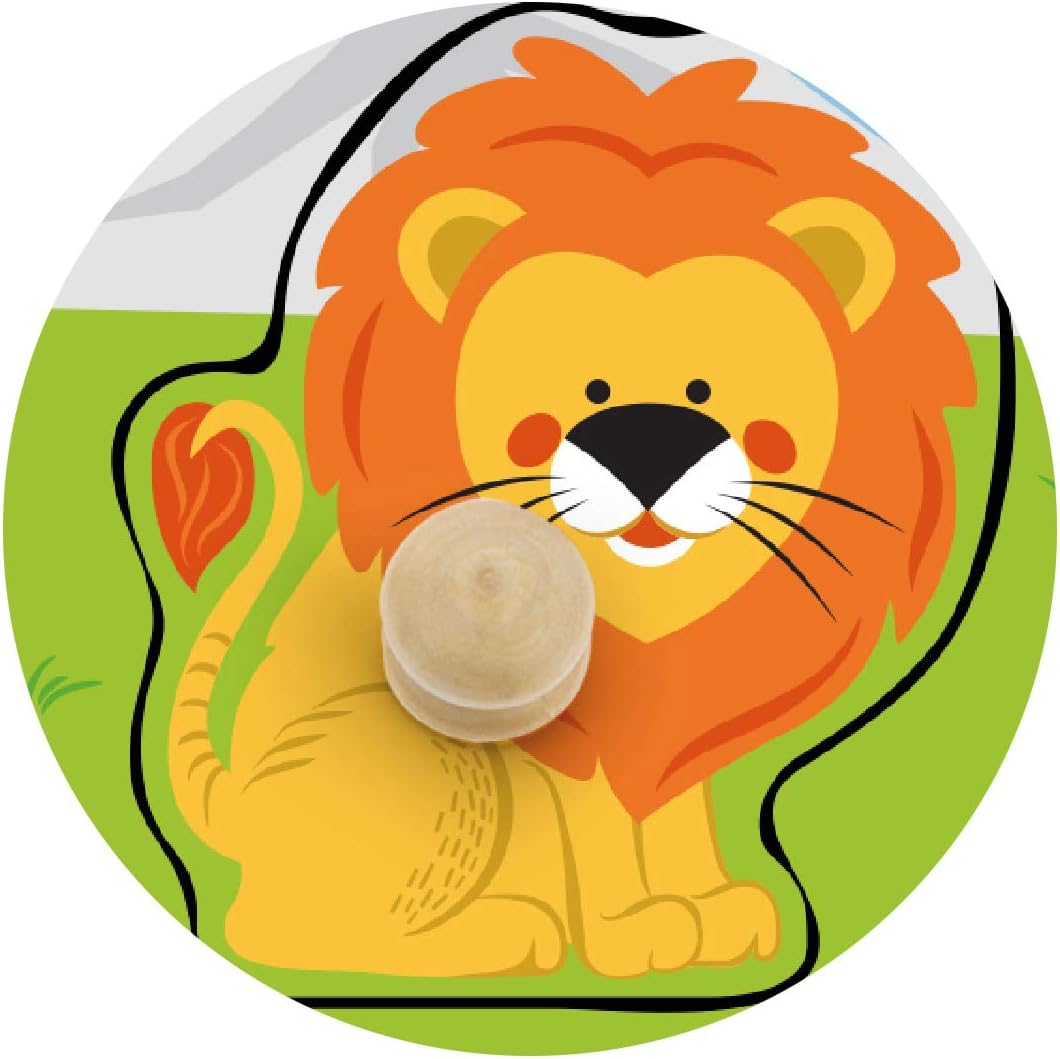 Viga Toys Big Wooden Knob Puzzle - Wild Animals Educational Toy for Toddlers 3