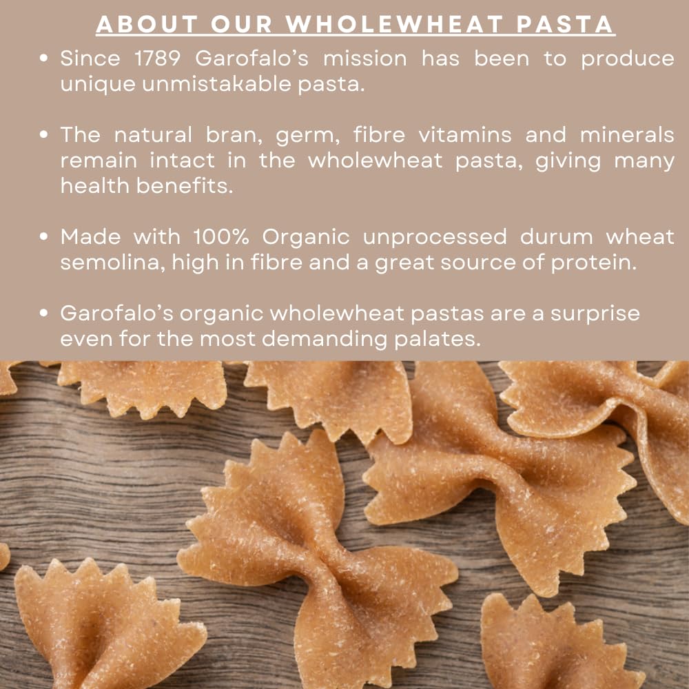 Garofalo Wholewheat Organic Farfalle Dry Pasta, 500g 3