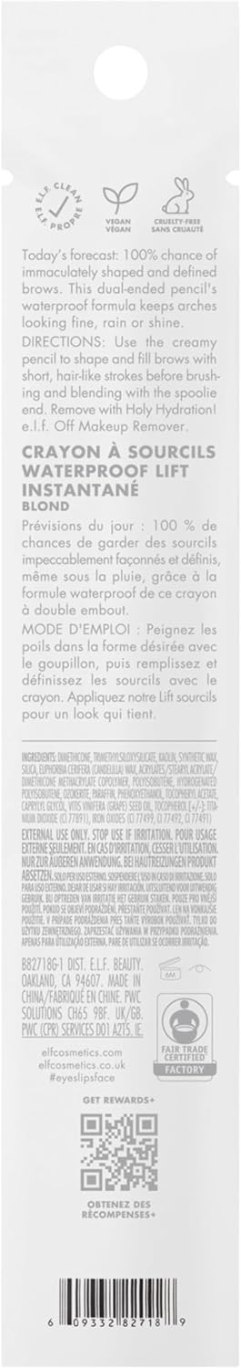 e.l.f. Instant Lift Waterproof Brow Pencil - Dual-Sided Eyebrow Pencil with Spoolie (0.24g)