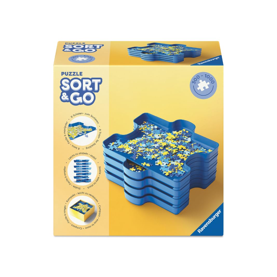 Ravensburger Puzzle Sorting Trays - Sort & Go Accessory for Puzzles up to 1000 Pieces | Stackable Plastic Trays 1