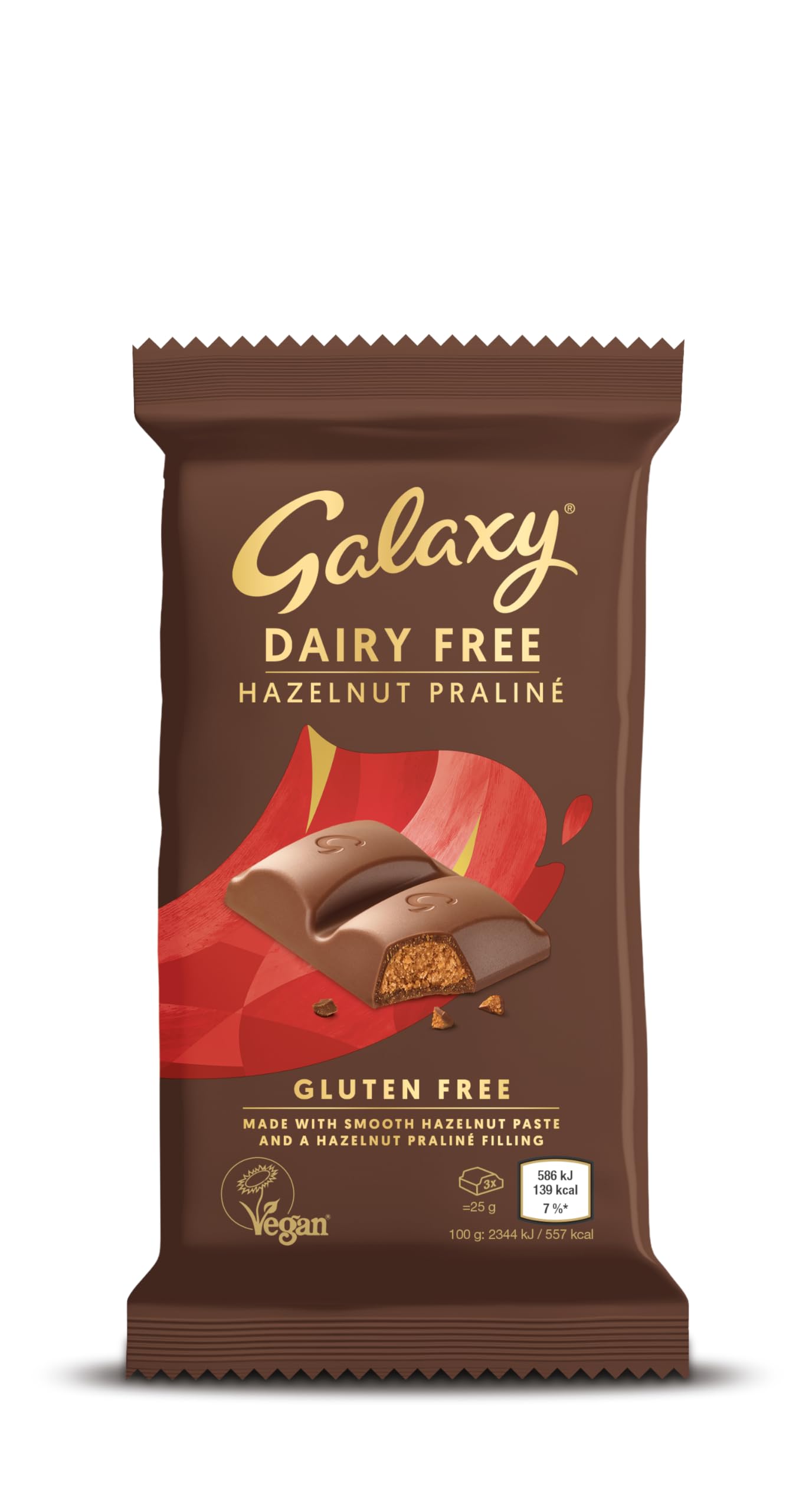GALAXY Praline Chocolate Bar - Dairy Free, Vegan, Hazelnut Praline Filling | 100g