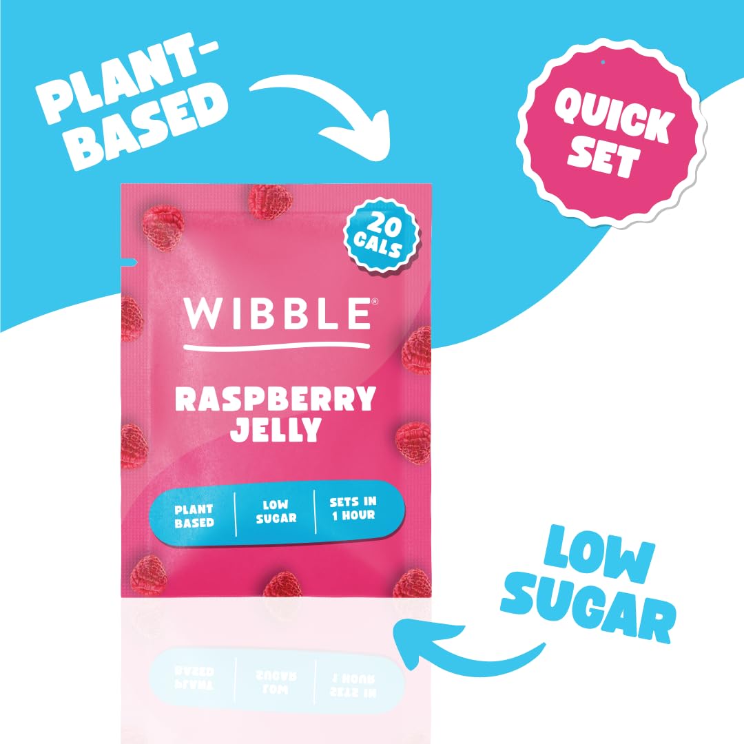Wibble Raspberry Jelly Crystals - Plant-Based, Low Sugar, Quick-Set Vegan Jelly Powder, 12 Pack (24 Servings) 4