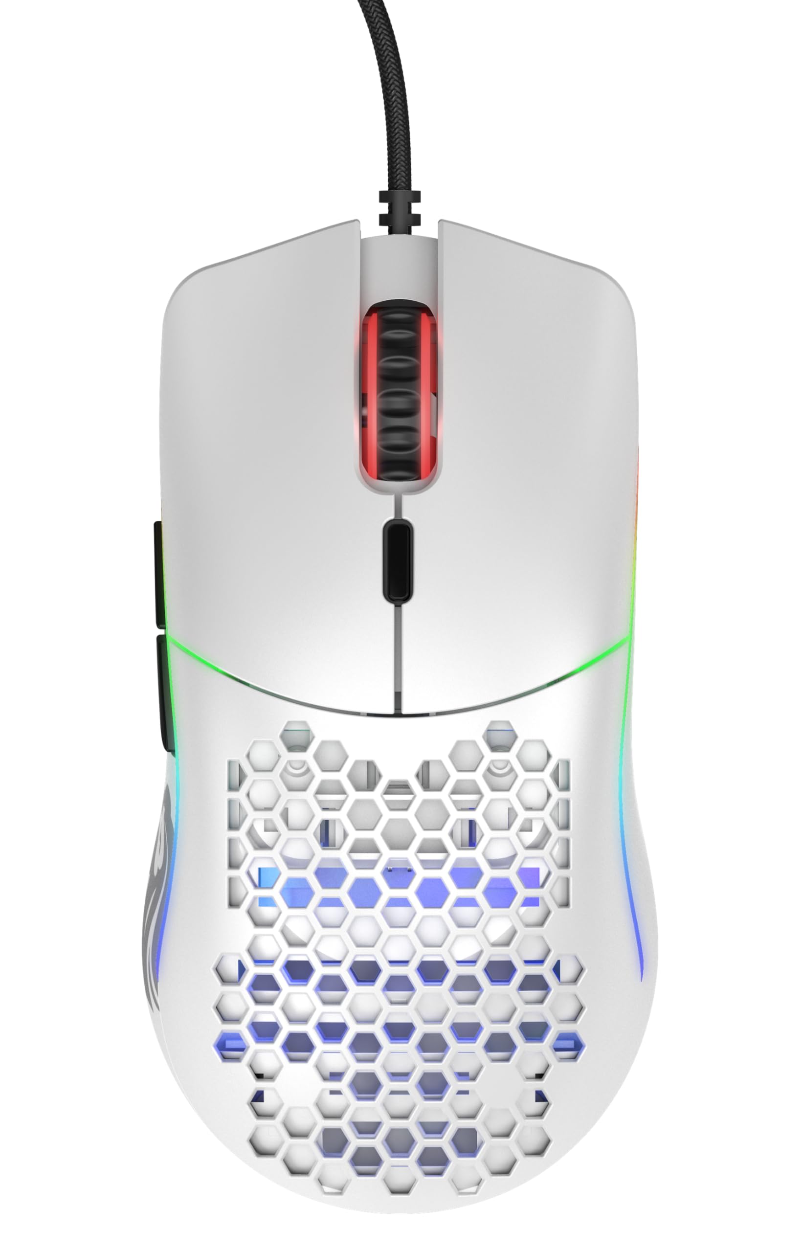 GLORIOUS Model O Wired Gaming Mouse - 67g Superlight Honeycomb Design, RGB, Pixart 3360 Sensor, Omron Switches, Ambidextrous - Matte White 4