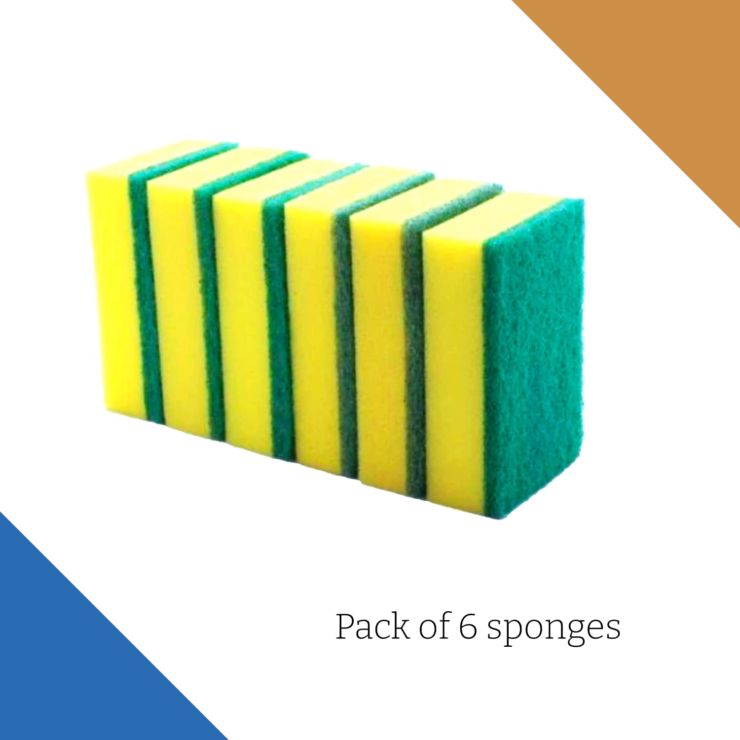 HomeSmith Heavy Duty Scrub Sponge - Pack of 6 Dual Sided Dish Washing & Cleaning 3