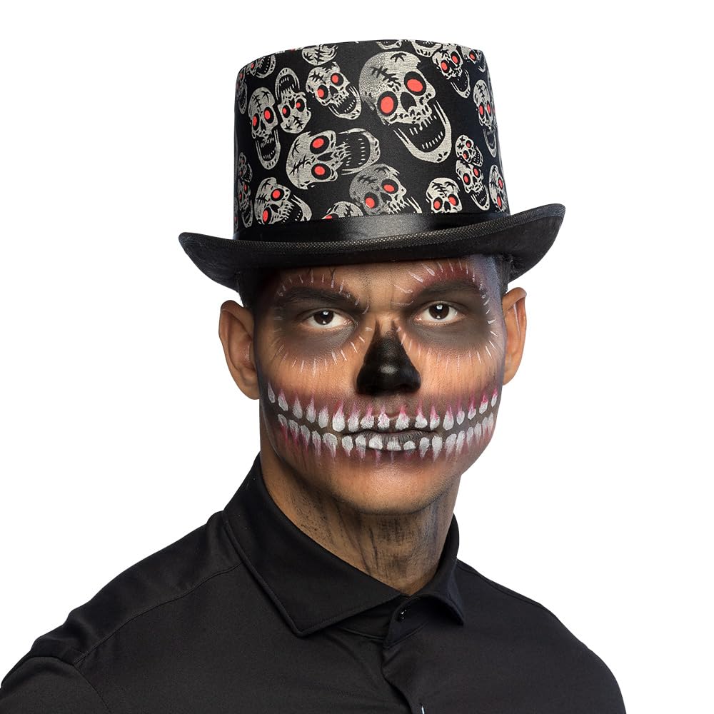 Boland Day of the Dead Skull Top Hat - Black Fancy Dress Accessory for Adults 4