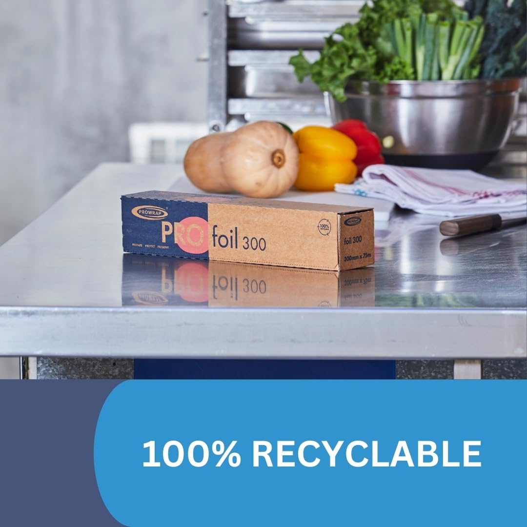 PROWRAP AX030 Aluminium Catering Foil - 300mm x 75m Roll | Pre-Cut Sheets 5