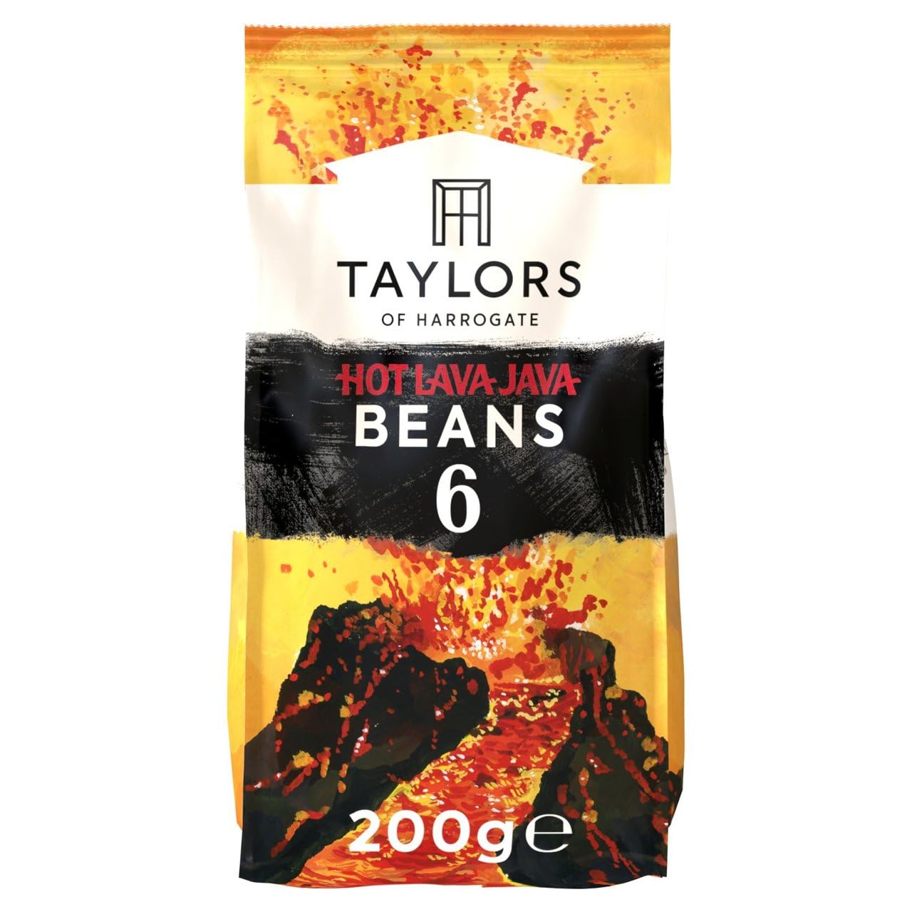 Taylors of Harrogate Hot Lava Java Whole Coffee Beans - Extra Dark Roast, Smoky Notes, 200g