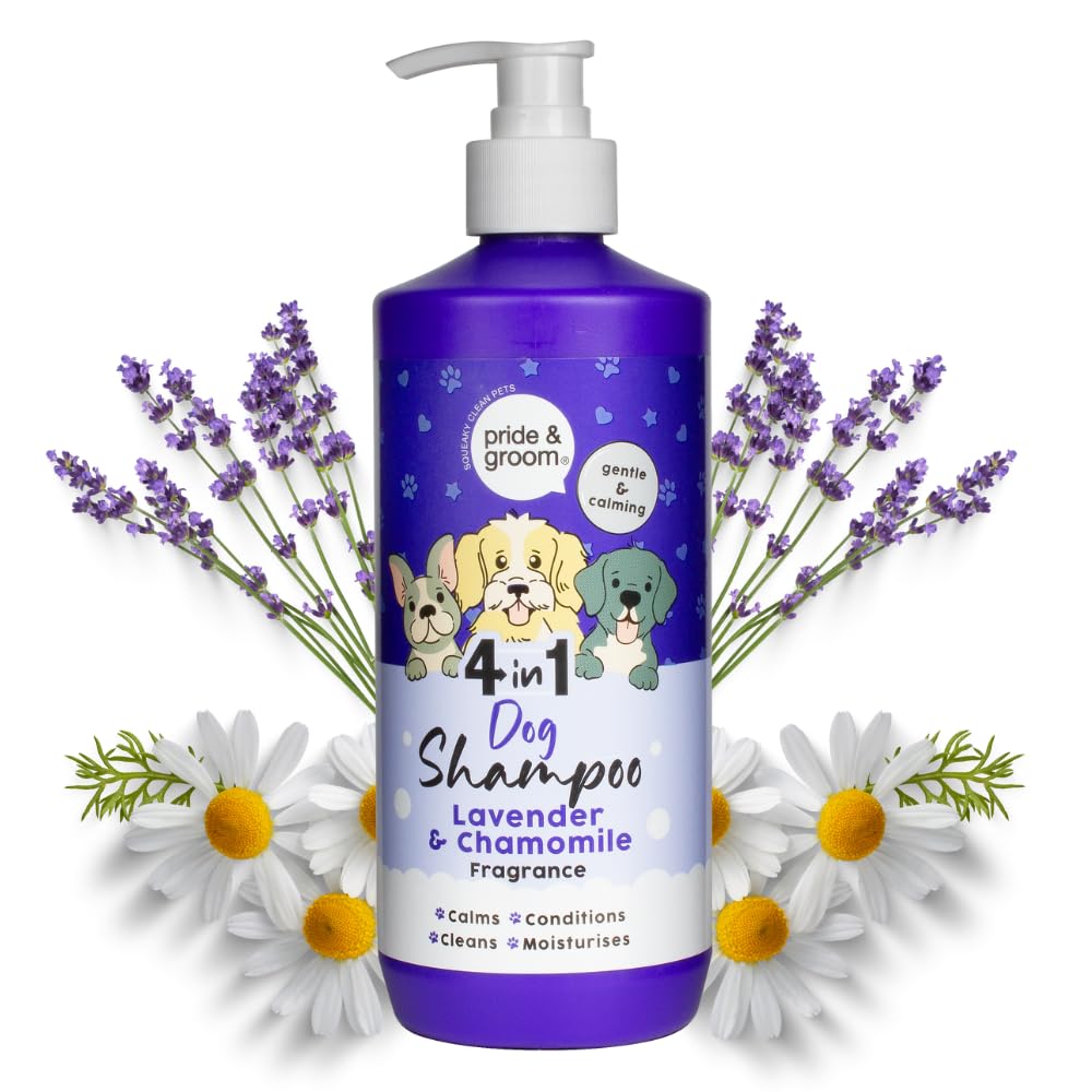 Pride & Groom 4-in-1 Dog Shampoo - Calming Lavender & Chamomile, 500ml