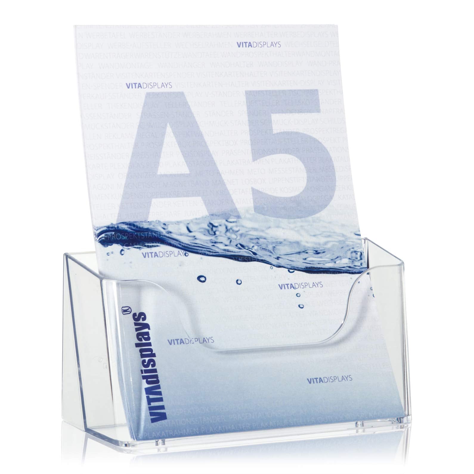 VITAdisplays DIN A5 Portrait Leaflet Stand | Transparent Polystyrene | 17.2 cm Height 2