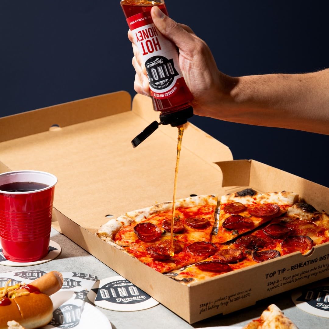 Dino's Famous Hot Honey Habanero Infused Sauce - Sweet & Spicy Drizzle, 350g 4