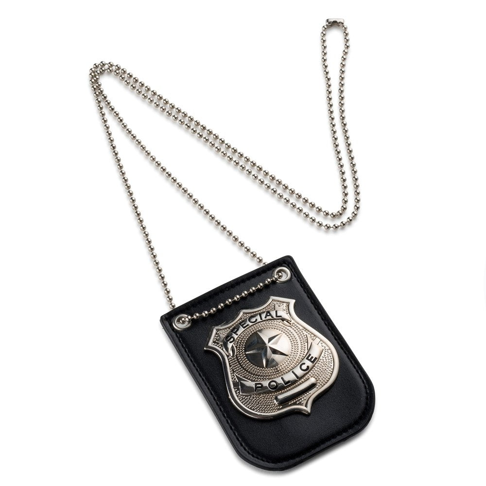 Dress Up America Police Badge for Kids - Pretend Play Cop Costume Accessory with Chain & Belt Clip