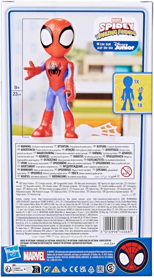 Hasbro Marvel Spidey and His Amazing Friends Supersized Spidey Action Figure - 9 Inch Poseable Toy with Web Accessory 4