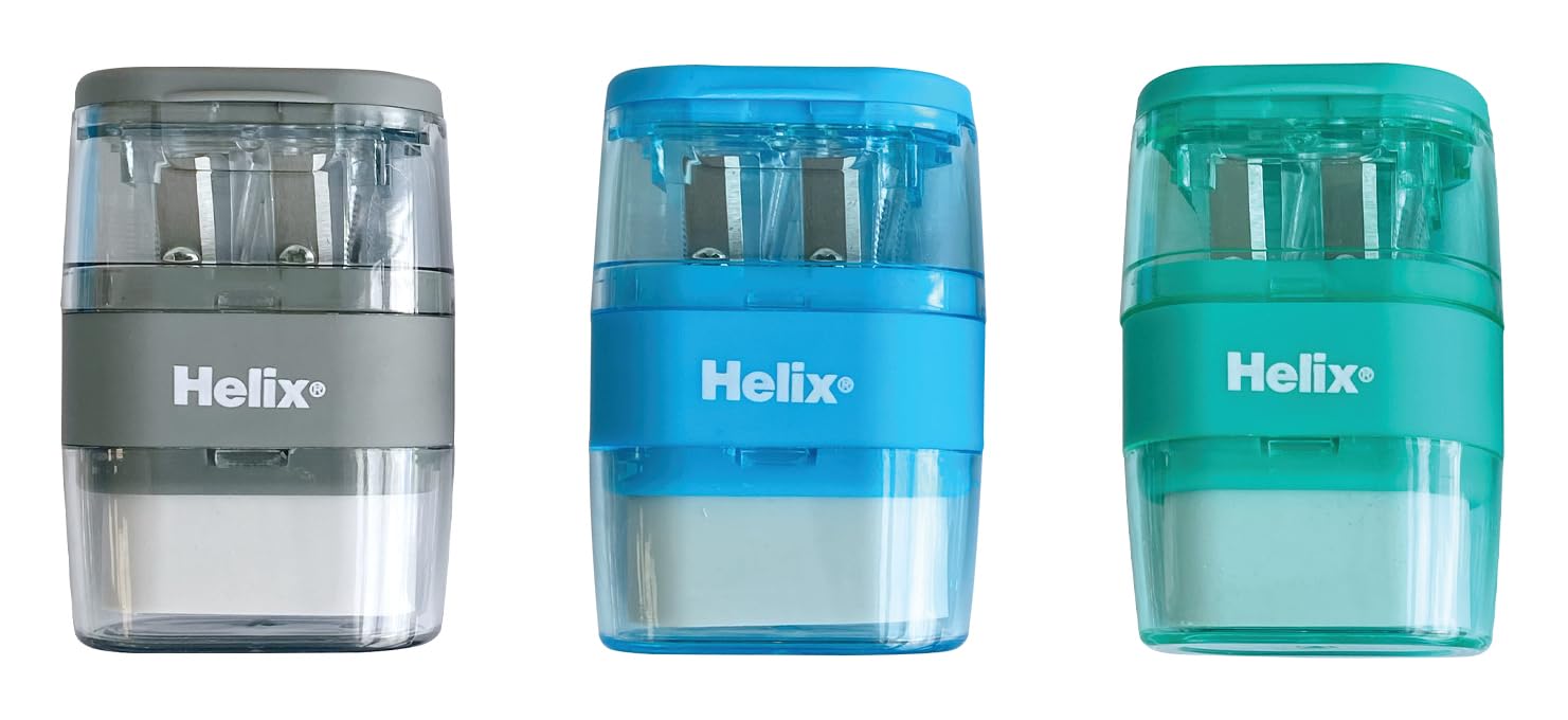 Helix Balance Duo Two Hole Pencil Sharpener and Eraser - Assorted Colours