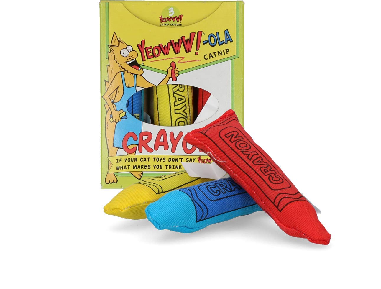 YEOWWW! Catnip Toys - Yeowww!-ola Crayon 3-Pack | All-Natural Catnip, Cotton Twill