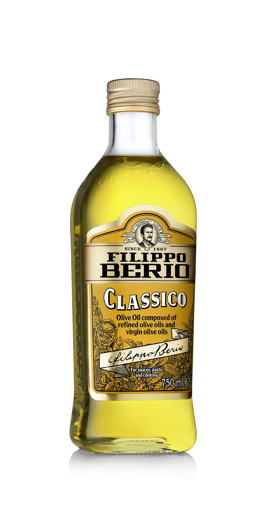 Filippo Berio Classico Olive Oil, Cold Pressed, 750ml Glass Bottle