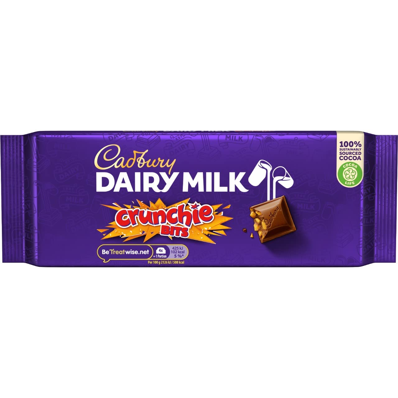 Cadbury Dairy Milk Crunchie Bar, Milchschokolade mit Honigwabenstücken, 180 g