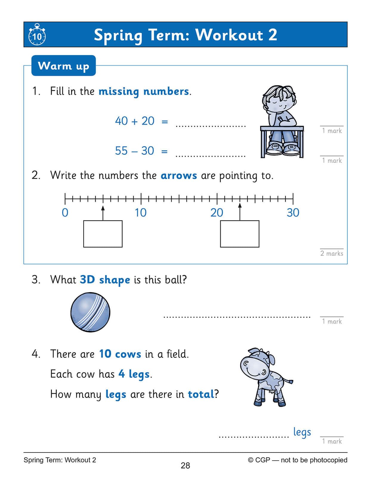 CGP KS1 Maths 10-Minute Weekly Workouts - Year 2 Study Aid | Paperback | English 7