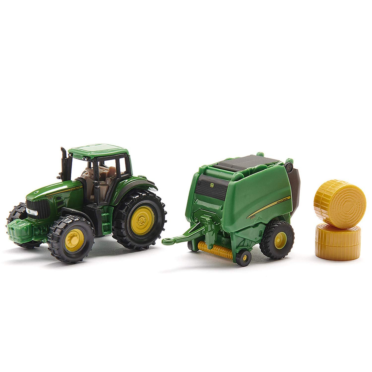 SIKU John Deere Tractor with Round Baler and 2 Bales 1665 | Metal/Plastic | Green 4