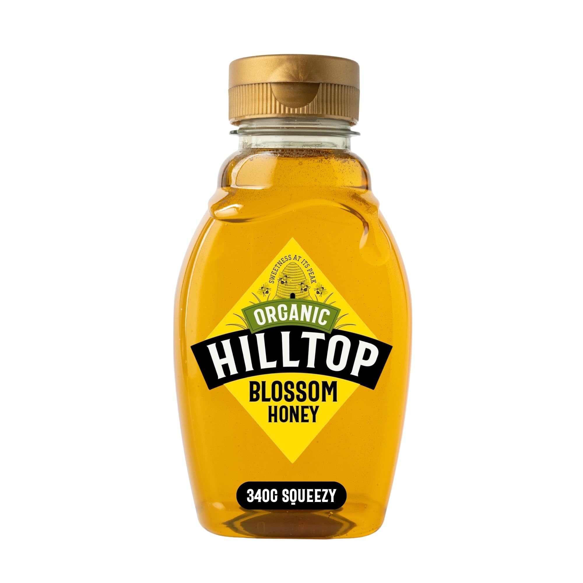 Hilltop Honey Organic Blossom Honey - Pure Natural Honey | Soil Association Certified | 340g Squeezy Bottle