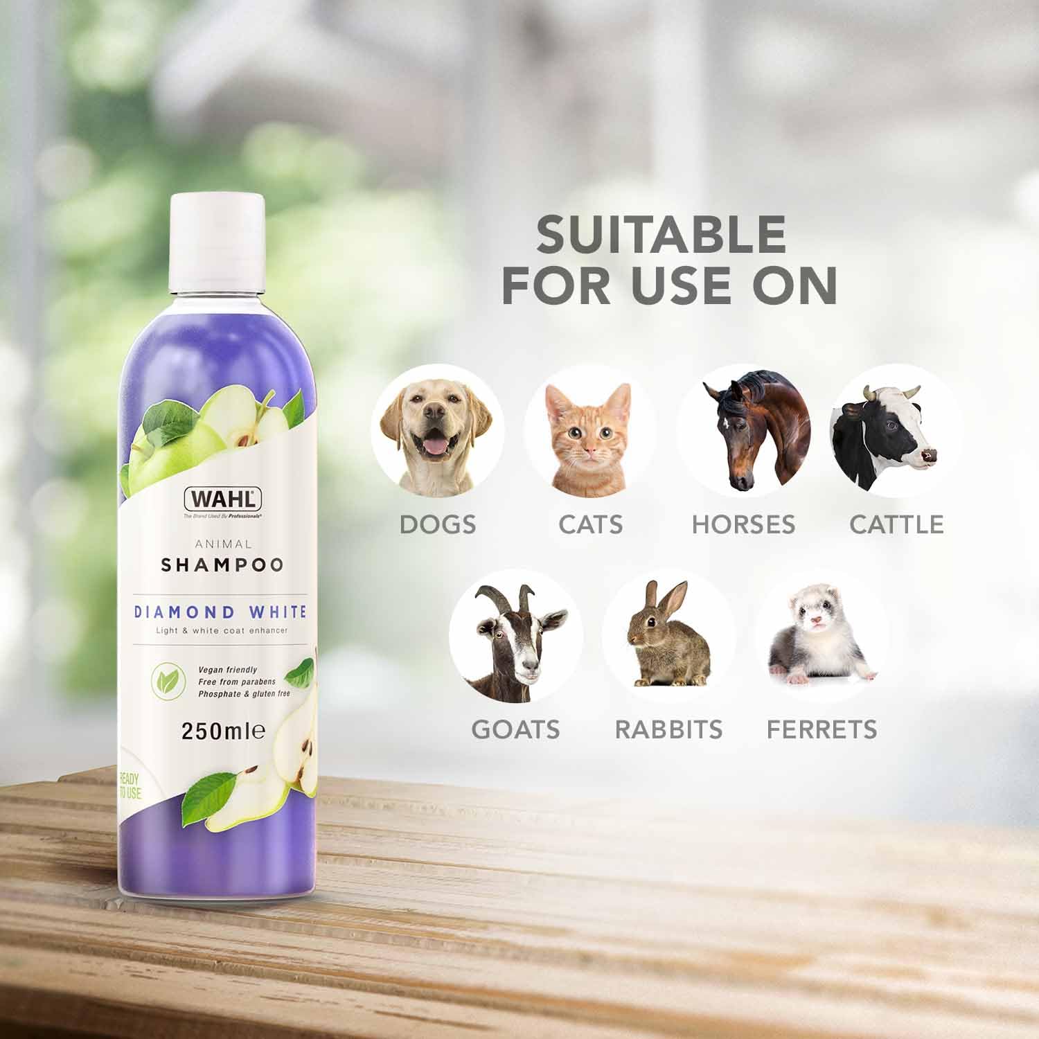 Wahl Diamond White Animal Shampoo - Brightens Light & White Coats | Ready to Use | 250ml 6