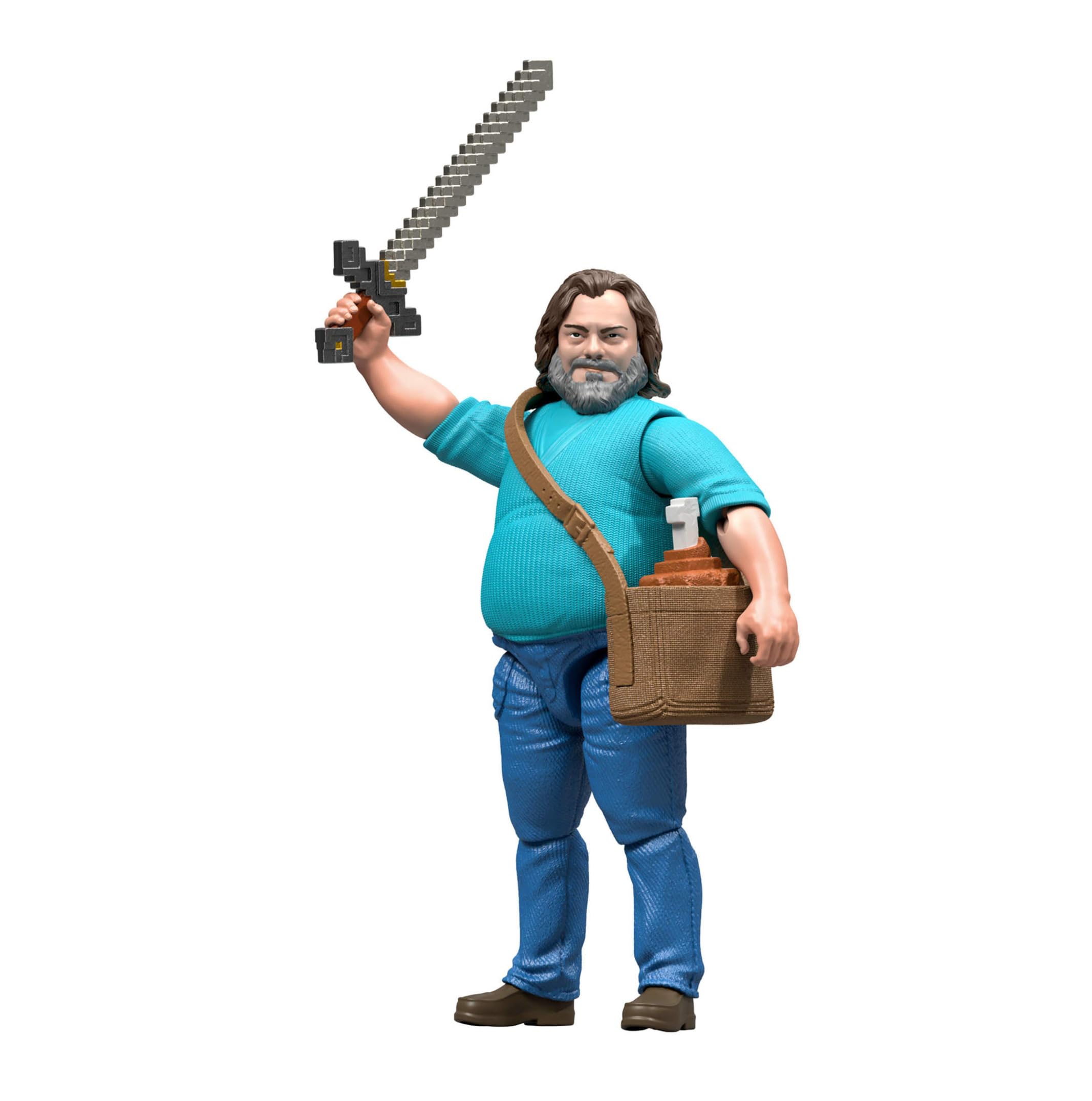 Minecraft Action Figure & Accessories Set - 4-inch Posable Steve Figure with Movie-Inspired Gear
