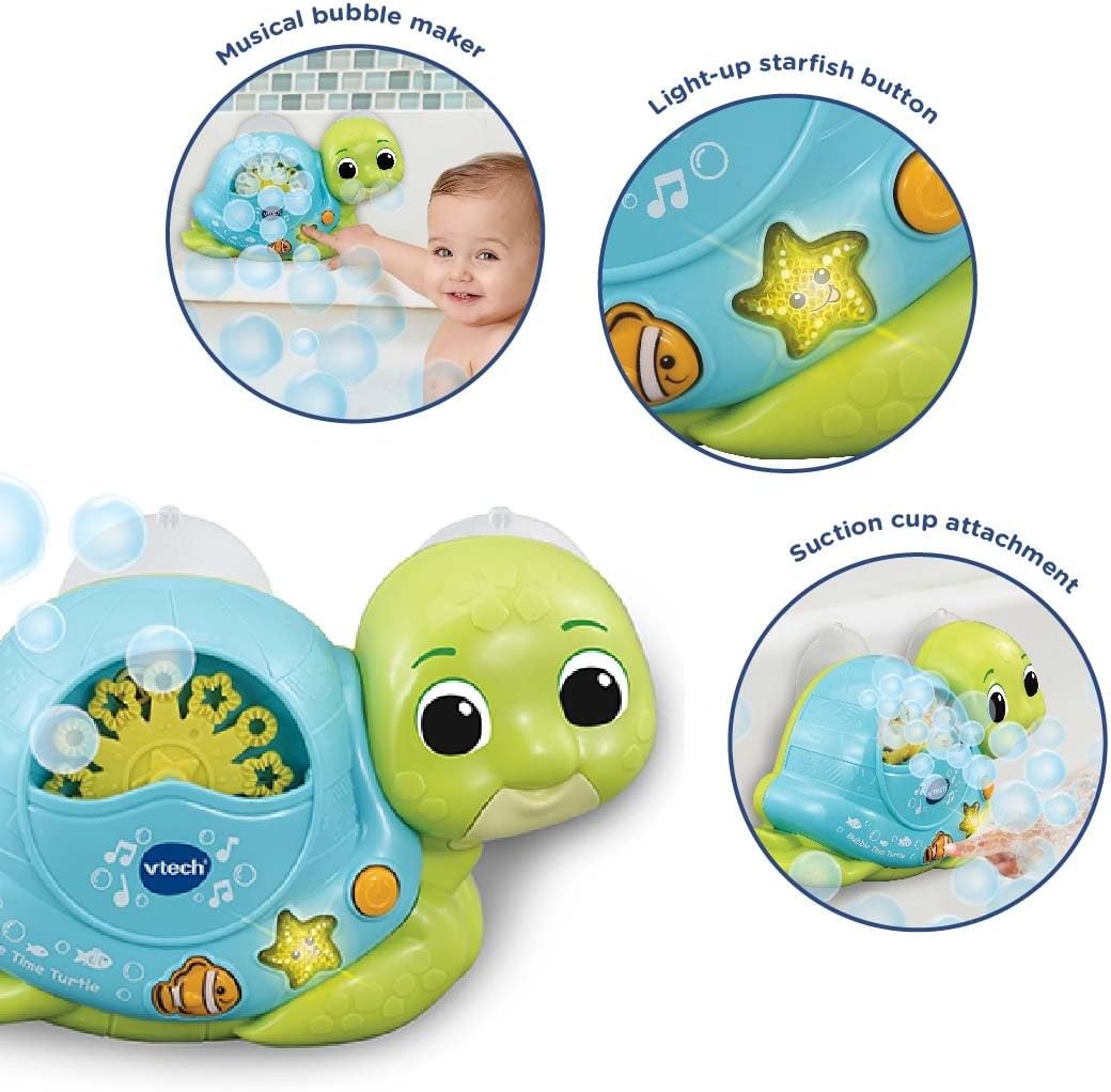 VTech Bubble Time Turtle - Interactive Bath Toy with Light-Up & Music for 1-3 Year Olds