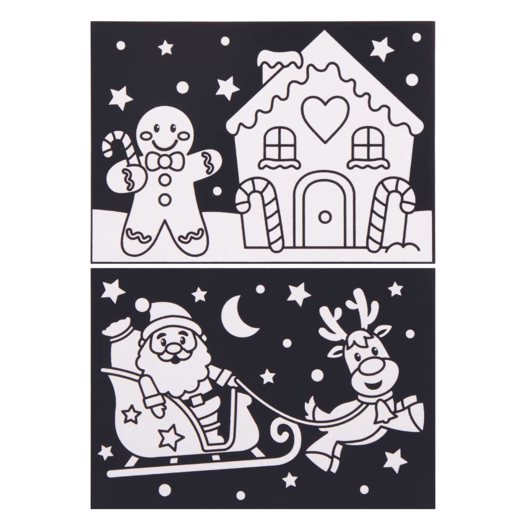 Baker Ross Christmas Colour in Art Pictures - Pack of 10 Fuzzy Craft Kit