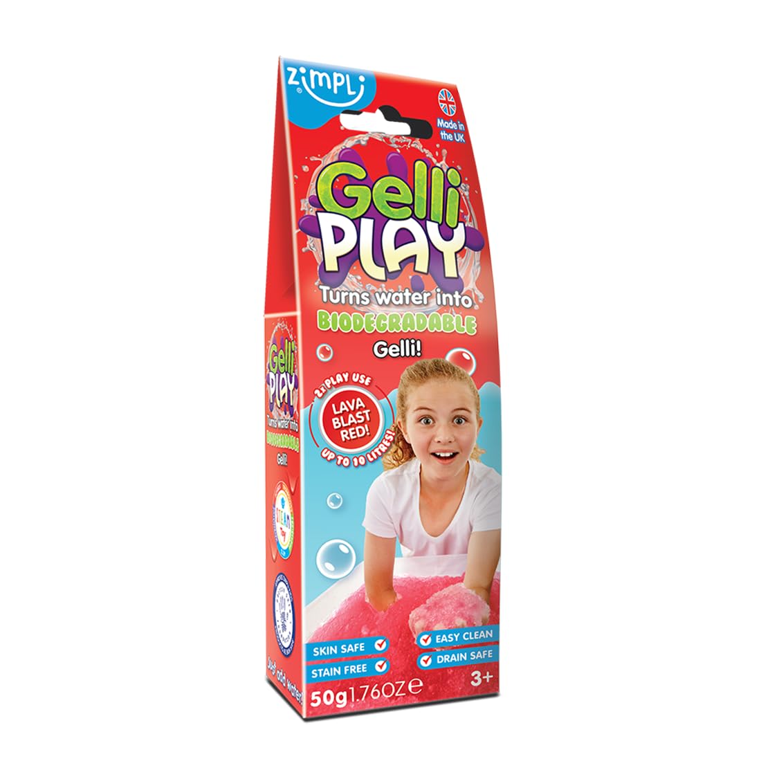 Zimpli Kids Gelli Play Red - Magically Turns Water into Thick, Colourful Goo