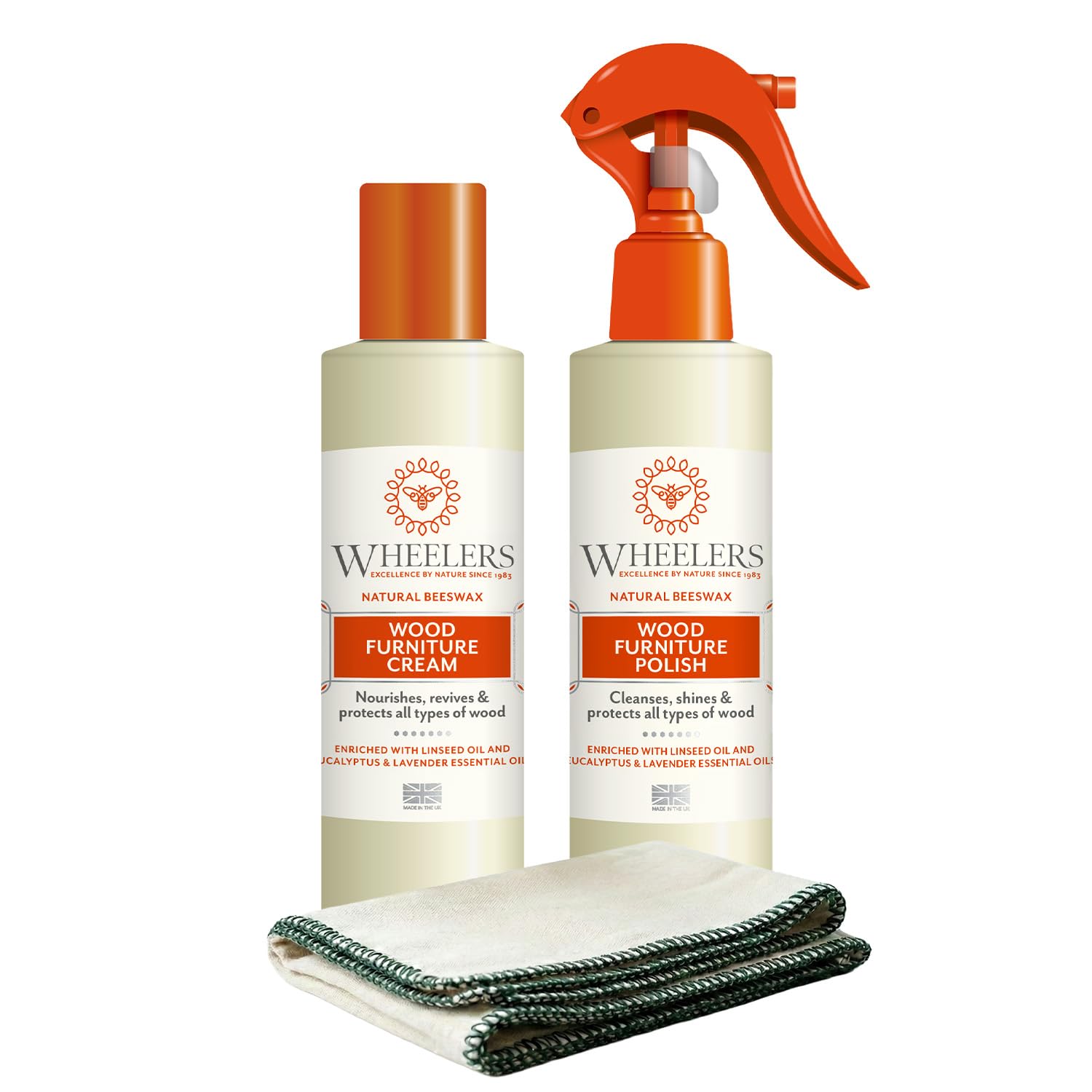 Wheelers Natural Wood Furniture Cream - Beeswax & Linseed Oil Polish | 300ml | Lavender Scent