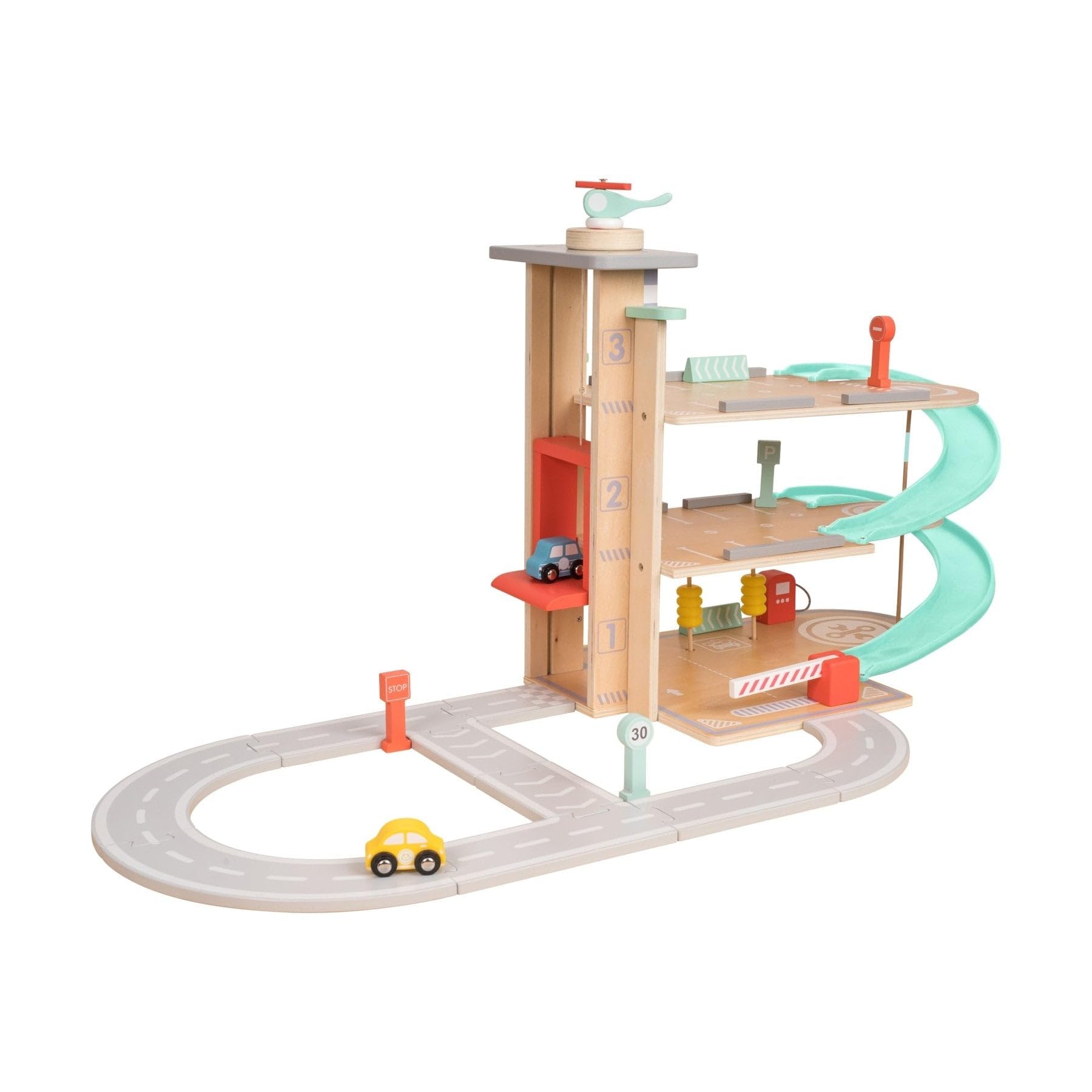 Owl & Fox Wooden Play Garage - Three Tier with Ramps | FSC Wood | 54cm Wide