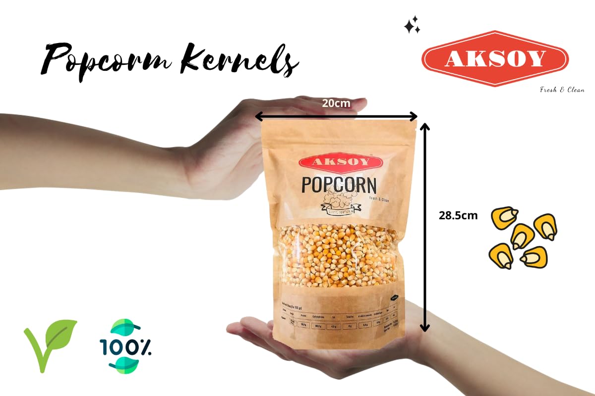 AKSOY Popping Corn Kernels - 1.25KG | Gourmet White Popcorn for Stovetop, Microwave & Air Popper | Non-GMO, Natural Snack from Turkey 3