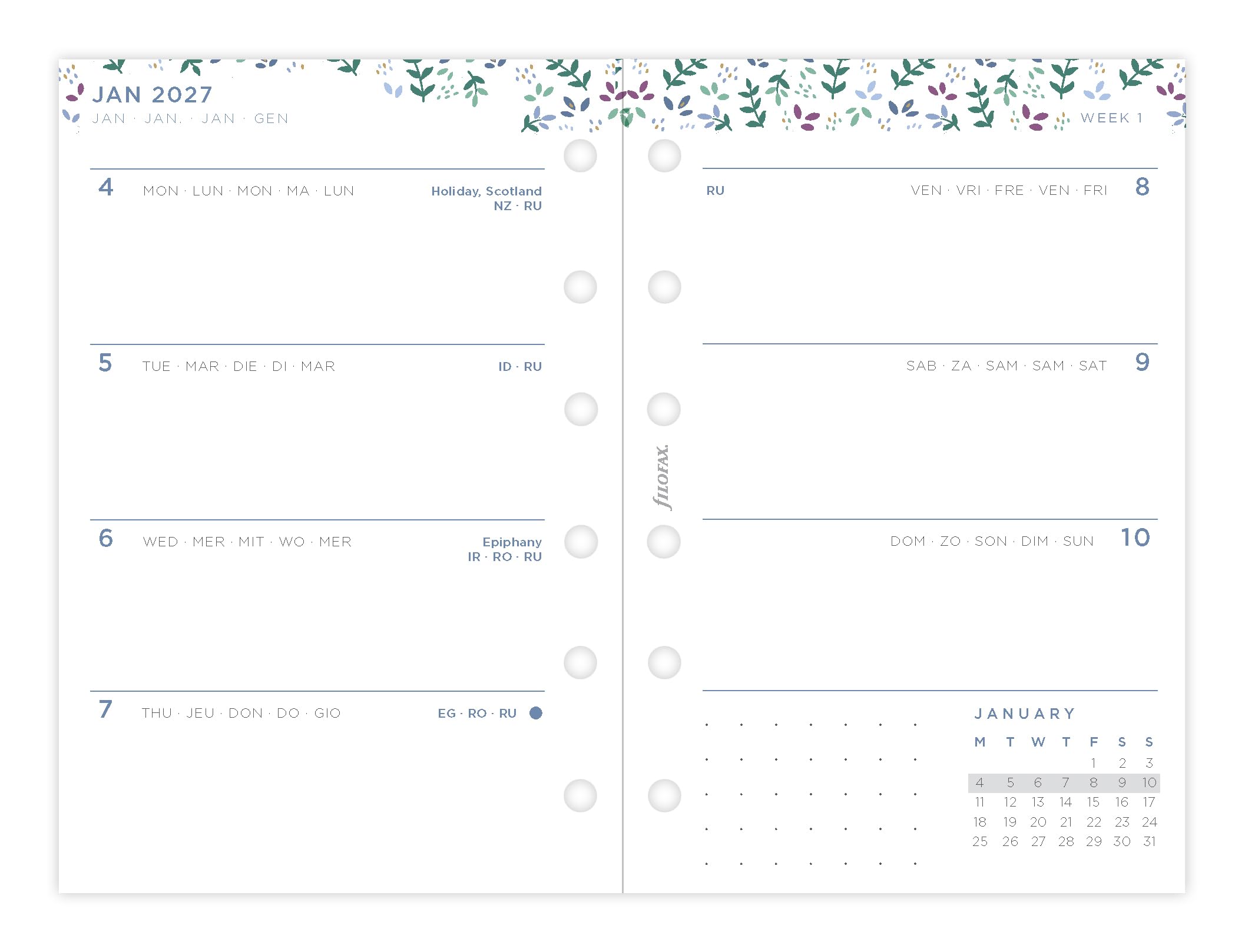 Filofax Pocket Garden 2027 Diary Refill - Week to View | Floral Design | 81mm x 120mm 3