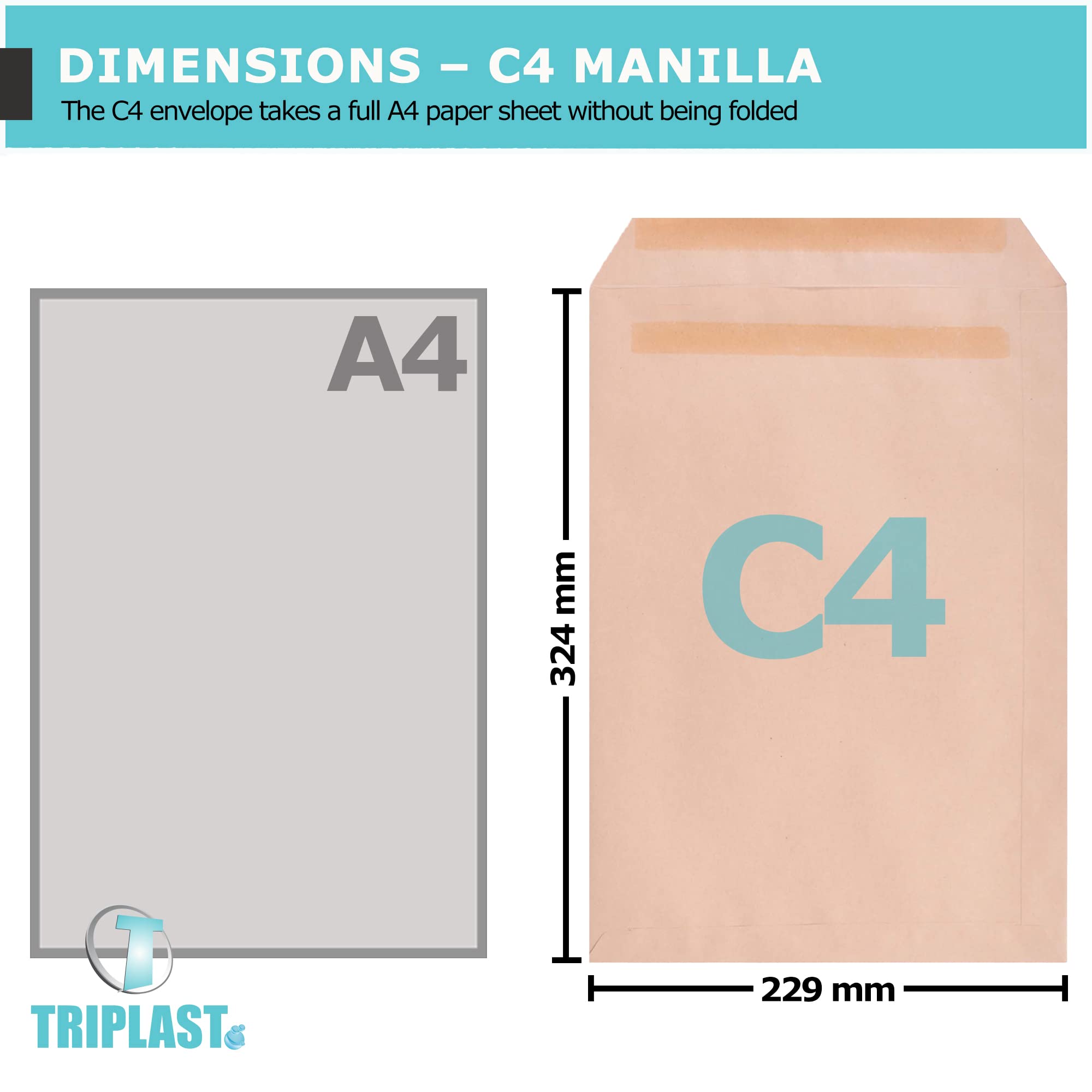 Triplast C4 Manilla Self Seal Security Envelopes - Pack of 20 | 324x229mm | 90 gsm 2