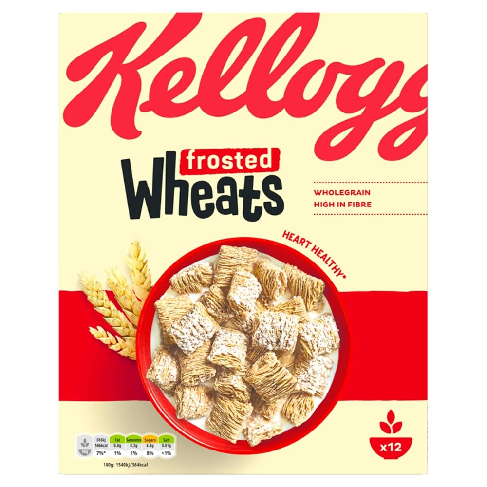 Kellogg's Frosted Wheats Cold Cereal - Shredded Wholewheat with Sugar Topping | 500g