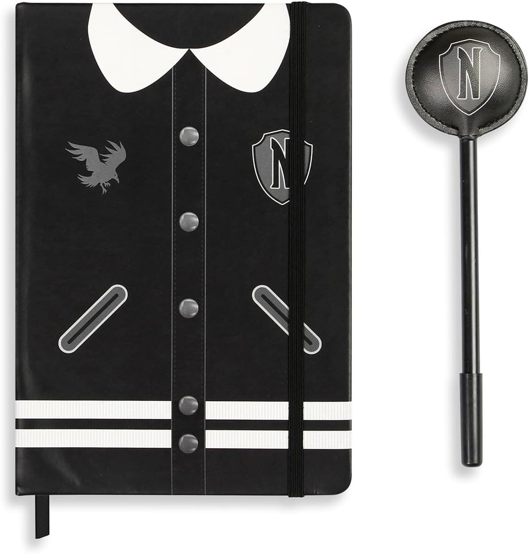 Karactermania Wednesday Varsity Gift Box with Diary and Fashion Ballpoint Pen, Black (WED-VARSITY-BLACK)