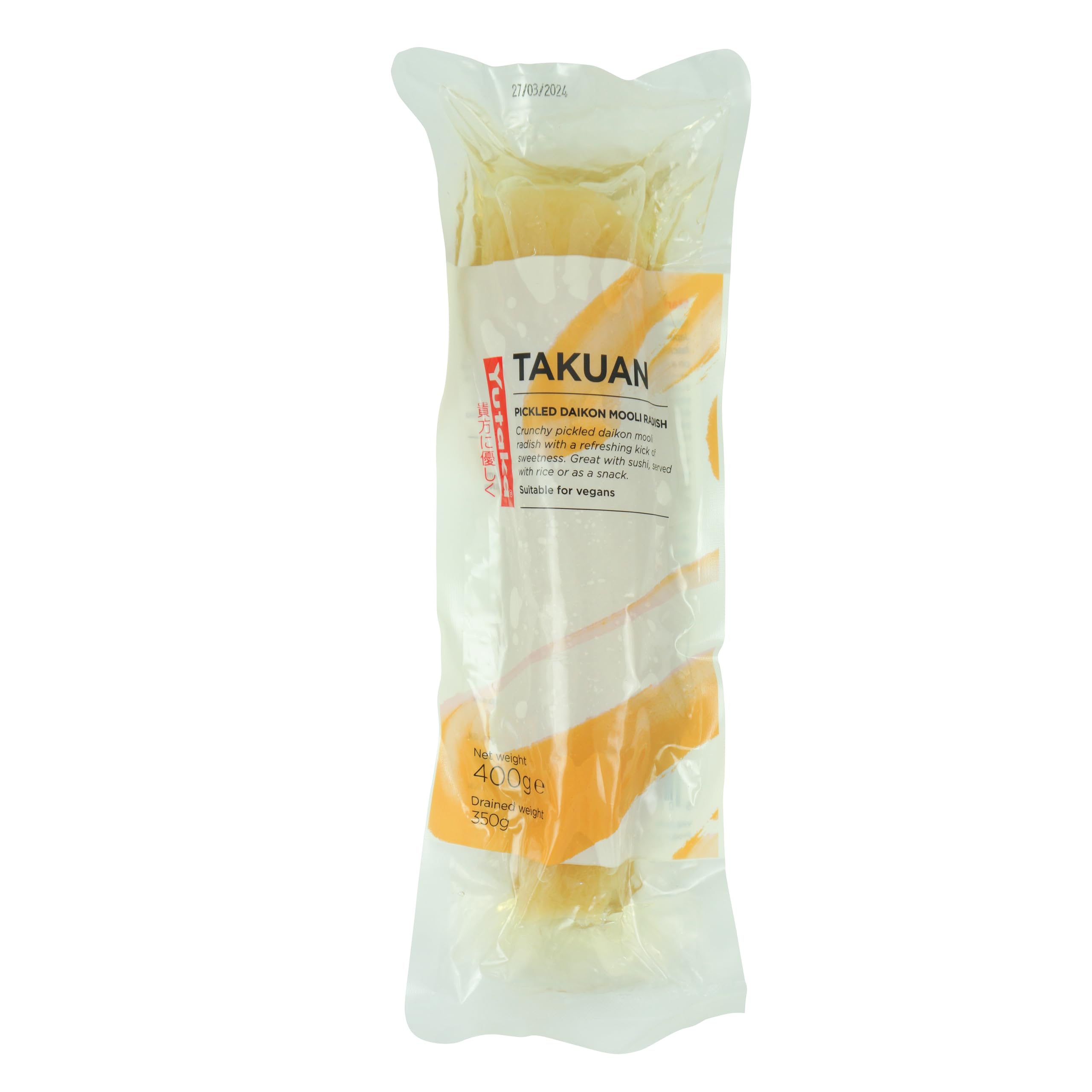 Yutaka Takuan - Traditional Pickled Daikon Radish (Non-Coloured) | 400g Pouch | Vegan