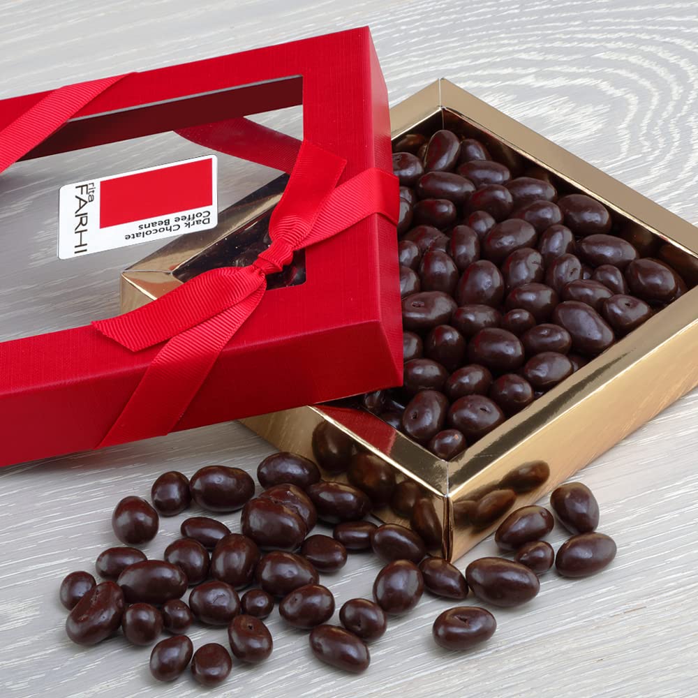 Rita Farhi Dark Chocolate Coated Coffee Beans Gift Box | 200g | Made in Britain