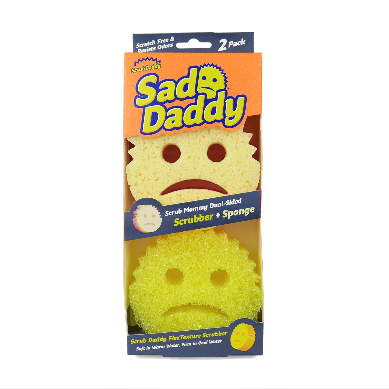 Scrub Daddy - Cranky Couple 2 Pack Scrub Sponges for Kitchen & Bathroom Cleaning