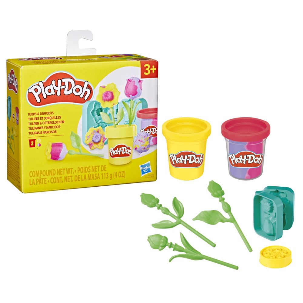 Play-Doh Tulips & Daffodils Flower Toy - Arts & Crafts Kit for Kids Ages 3+
