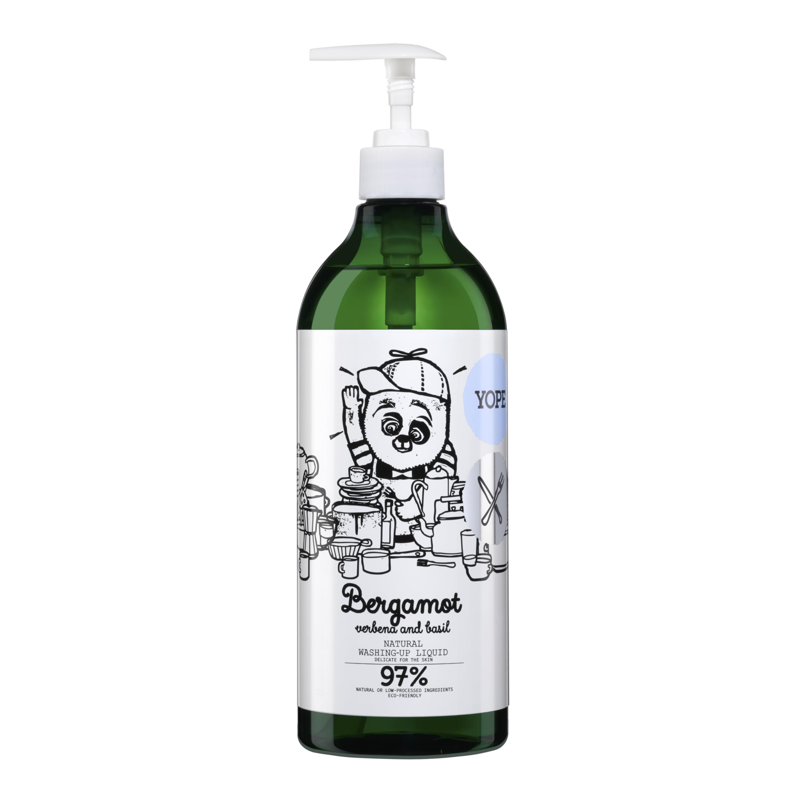 Yope Natural Detergent Washing-Up Liquid - Bergamot & Basil | Vegan, Cruelty Free | 750 ml