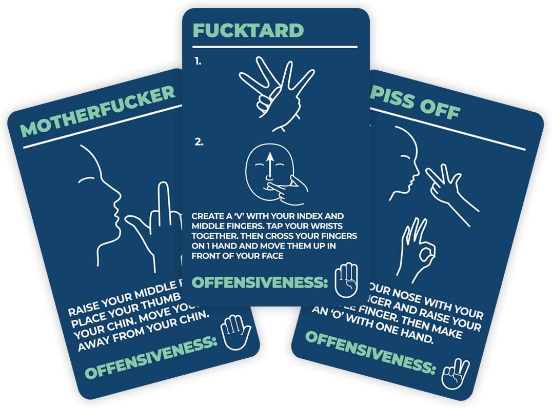 Gift Republic How To Swear in Sign Language Cards - 100 Insults in American Sign
