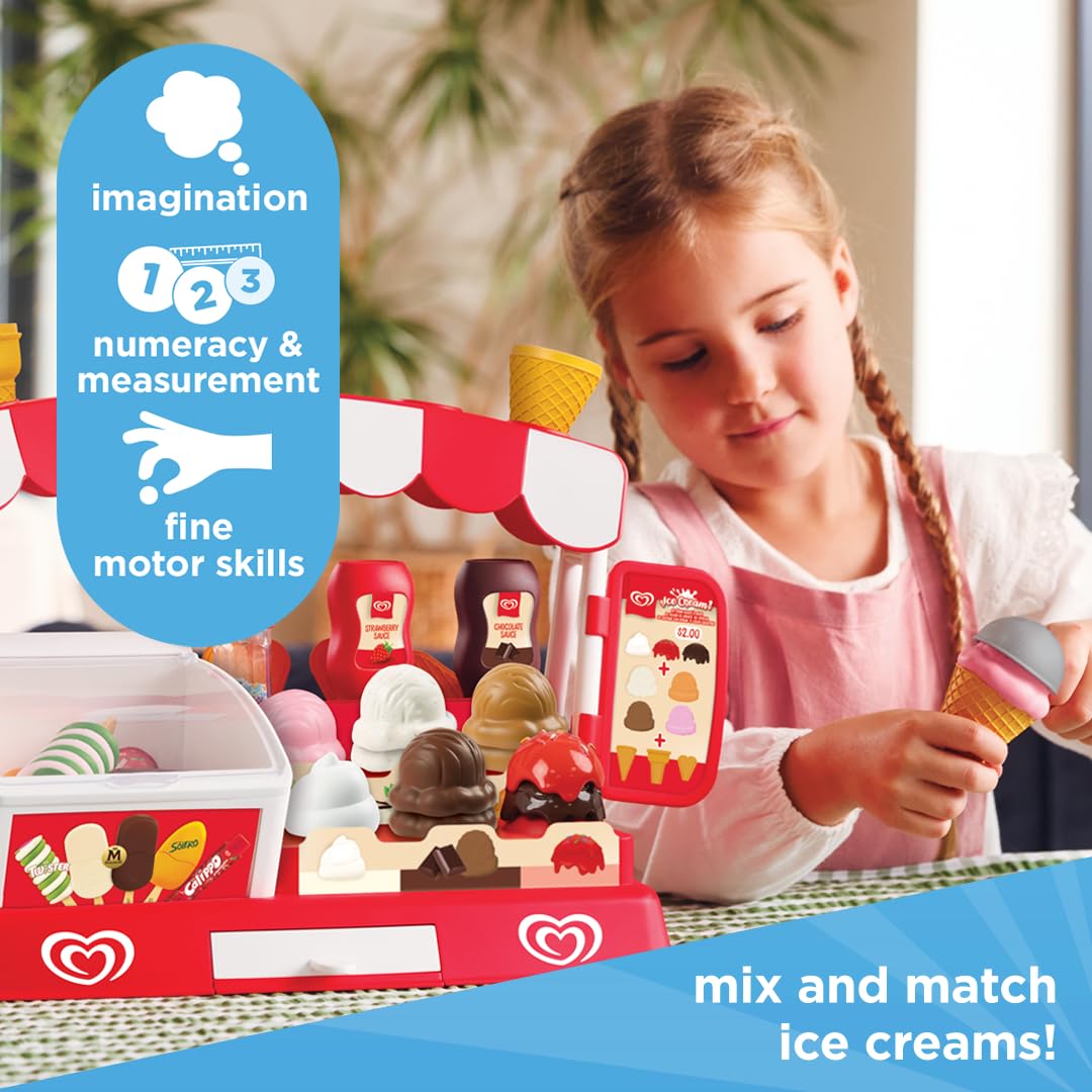 Casdon Walls Ice Cream Parlour Playset - Pretend Ice Cream Shop Toy for Children Aged 2+ | 35+ Pieces