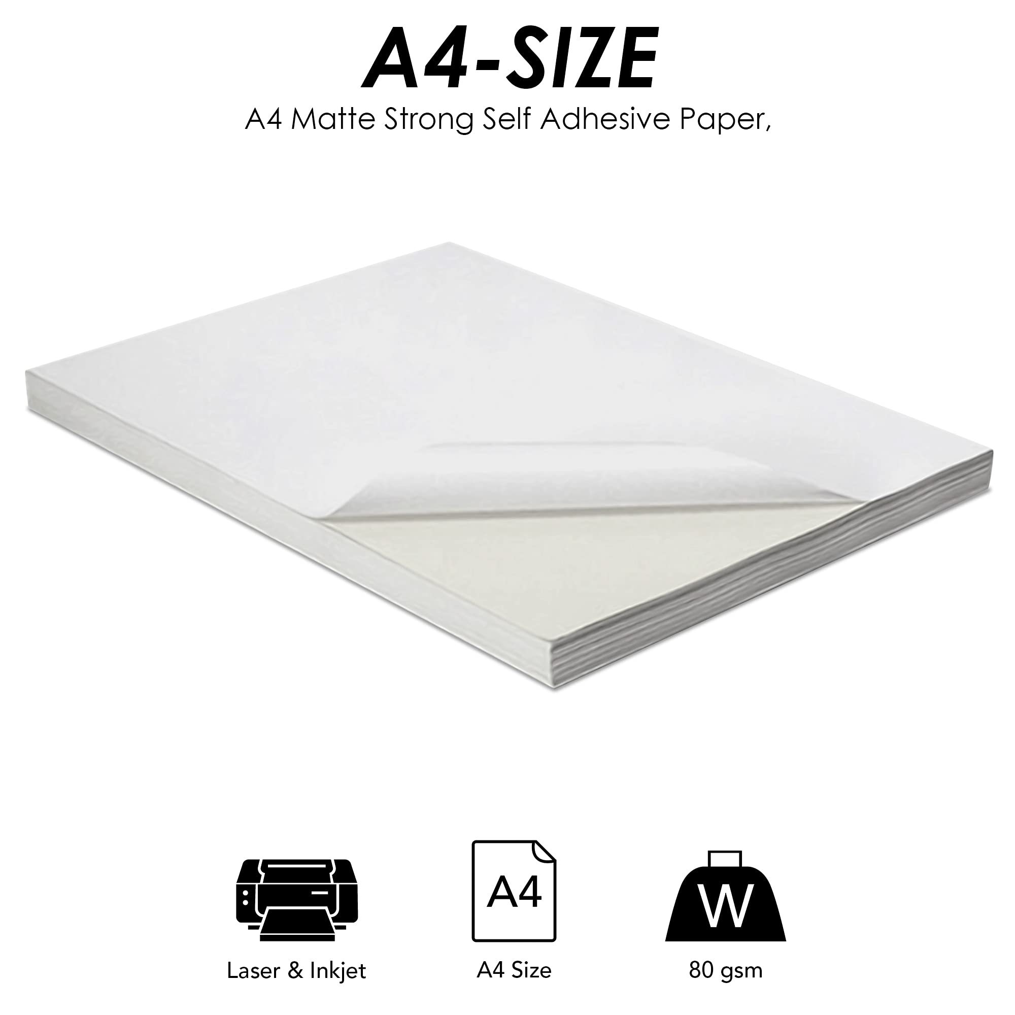 iSOUL A4 Printer Labels - 4 Labels Per Sheet, 80 Labels Total (20 Sheets) | Matte White, Inkjet & Laser Compatible 3