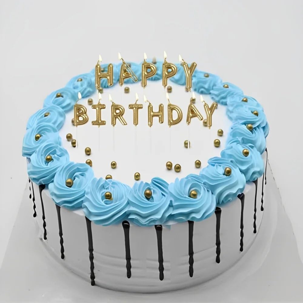 Unique 19995 Gold Happy Birthday Letter Pick Candles - Set of 13 4