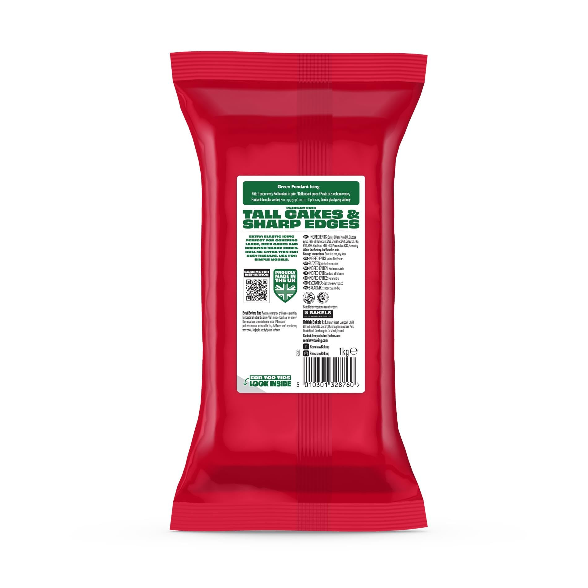 Renshaw - Green Extra Stretch Smooth & Thin Ready to Roll Fondant Icing, 1 kg 3